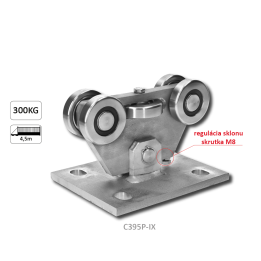Vozík PICCOLO 67x67 mm pro brány do 300 kg / 4,5 m (AISI 304)