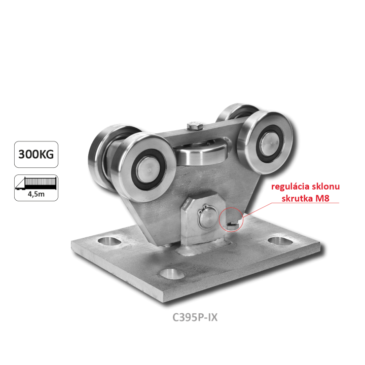 Vozík PICCOLO 67x67 mm pro brány do 300 kg / 4,5 m (AISI 304)