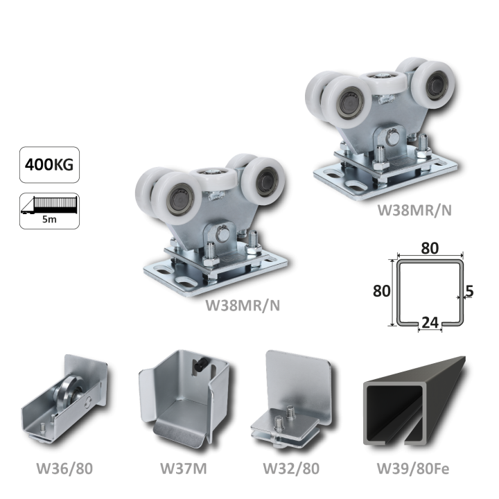 Samonos do 400 kg, profil 80 x 80 x 6000 mm, Fe