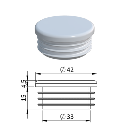 Vnitřní krytka kulatá Ø 42 mm, plastová, bílá