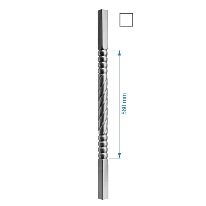 Tyč 1000 mm se čtvercovou základnou 25 x 25 mm