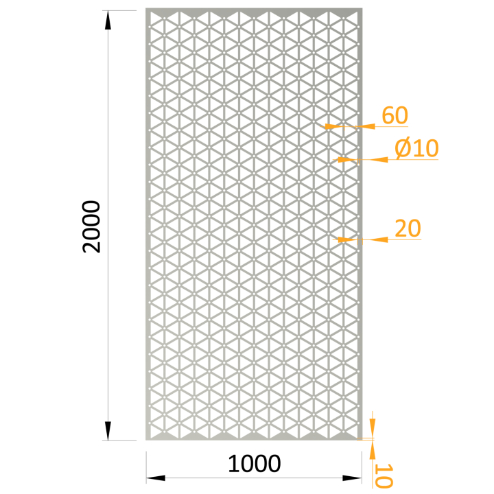 Perforovaný plech 1000x2000x1.5mm síťový vzor pozink