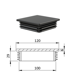 Krytka plastová 120 x 120 mm, černá