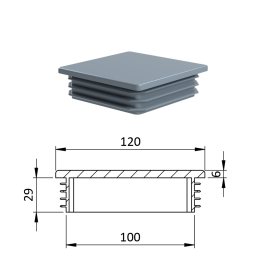 Krytka plastová 120 x 120 mm, šedá
