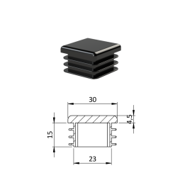 Krytka plastová 30 x 30 mm černá
