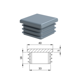 Krytka plastová 40 x 40 mm šedá