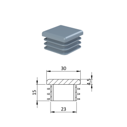 Krytka plastová 30 x 30 mm šedá