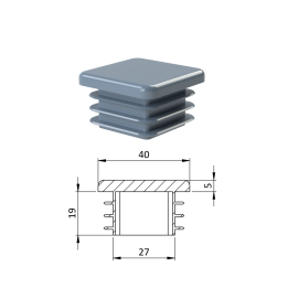 Krytka plastová 40 x 40 x 3 - 5 mm šedá