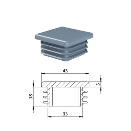 Krytka plastová 45 x 45 mm šedá