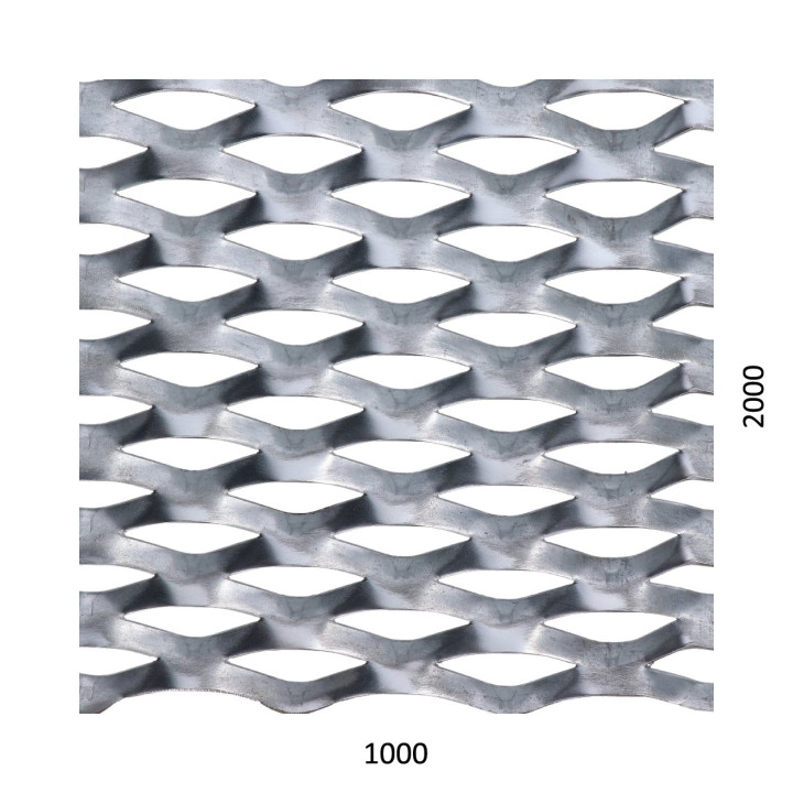 Tahokov Fe kosočtvercové oko 62x25 mm, můstek 9 mm (1000x2000x1,5 mm)