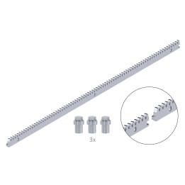 Hřeben kovový 30 x 8 mm, L 1000 mm, M4, 3x úchyt + šrouby, pozinkovaný se zámkem