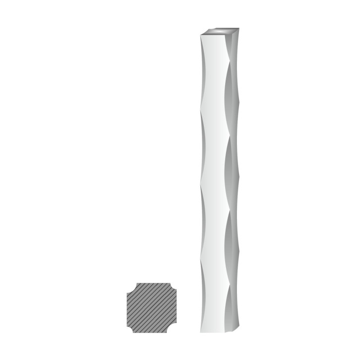 Tyč čtvercová plná 12x12mm černá S235 zdobená po hranách (L=6000mm)