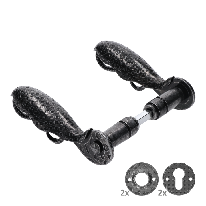 Klika 150x80 mm průměr osazení 19 mm černý zinek