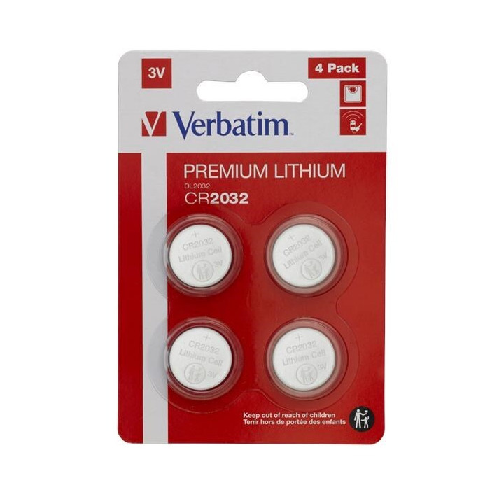 Baterie VERBATIM Lithium CR2032, 3V, 4 kusy v balení, pro dálkové ovladače: KEY, NICE, WHYEVO