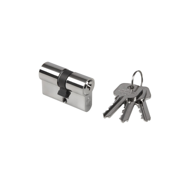 Cylindrická vložka EURO 23/23mm niklová, 3 klíče, šroub M5x65mm (LOCINOX)