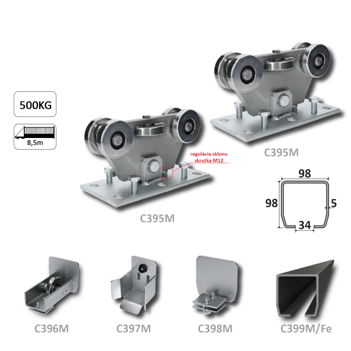 Samonos MEDIO do 500 kg (profil 98 x 98 x 6000 mm, Fe)