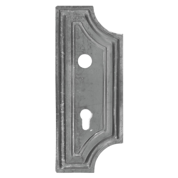 Štítek s otvory na dveře kovaný 280x112x3 mm rozteč 90 mm díra ø22 mm pravý