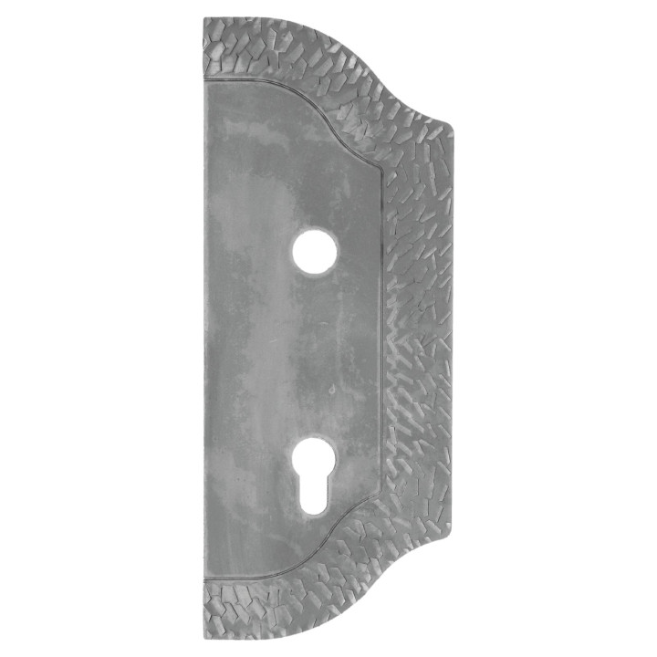 Štít 265x105x3 mm s otvory, rozteč 90 mm, otvor na kliku ø 19 mm, zdobený, pravý, pro zámek ZM90/80