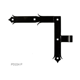 Ozdobné kování 250x290 mm, 35x4 mm, ø 14 mm, pravé, černé