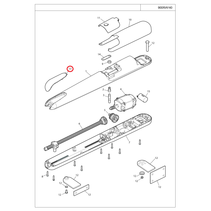 Přední šedý kryt pro RAY4000/24, Revo2224 (570MASC000X03)