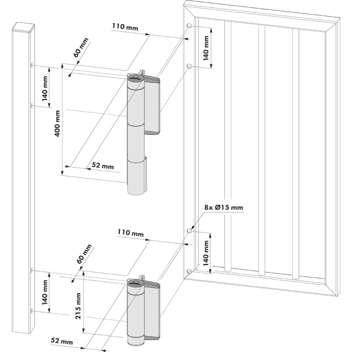 Závěs s hydraulickým samozavíráním 180°, do 200 kg (RAL9005)