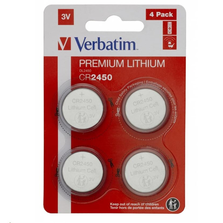 Baterie VERBATIM Lithium CR2450 3V 4 kusy v balení