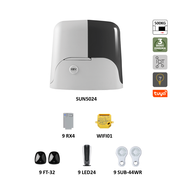 Sestava 900KSUN5024ER + WIFI pro posuvnou bránu do 500kg