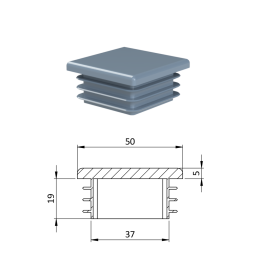 Plastová krytka 50 x 50 x 3 - 5 mm (šedá)
