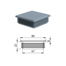 Plastová krytka 80 x 80 mm, šedá