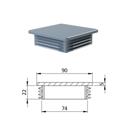 Krytka plastová 90 x 90 mm, šedá