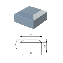 Vnější krytka 80 x 80 mm plastová PE, šedá