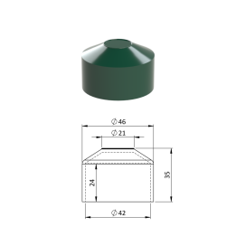 Vnější krytka kulatá Ø 42 mm, plastová PE, zelená