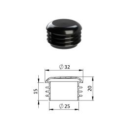 Vnitřní krytka kulatá Ø 32 mm plastová, černá