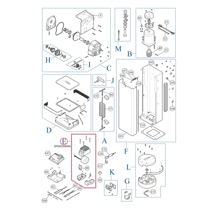 Sestava s trafem SPEG019A00A pro závory M-BAR/L-BAR