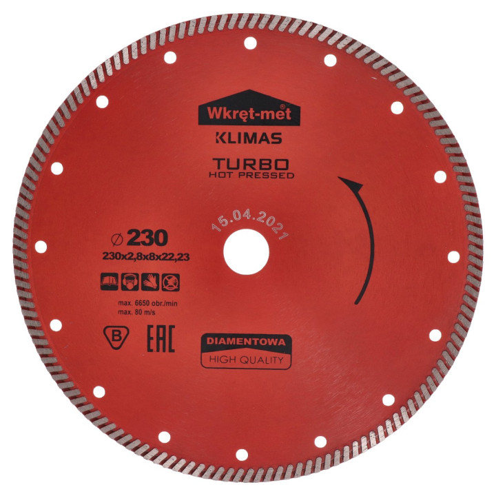Turbo diamantový kotouč lisovaný za tepla 230 x 2,6 x 22 mm