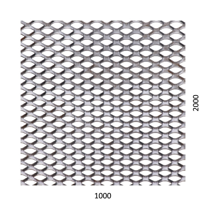 Tahokov Fe kosočtverečné oko 22 x 12 mm (můstek 2 mm), (1000 x 2000 x 1,5 mm)
