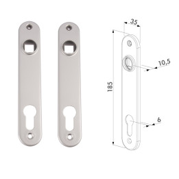 Krycí štítek LOCINOX® s otvorem pro kliku a cylindrickou vložku (rozteč 92 mm, materiál nerezavějící ocel) PÁR