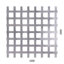 Děrovaný plech čtvercový řadový Zn, otvor: 10 x 10 mm, rozteč: 14 mm (1000 x 2000 x 1,0 mm)