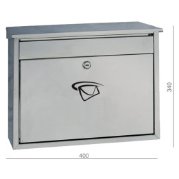 Poštovní schránka 400x340x100 mm, max. formát listu: C4, leštěná nerez/AISI430