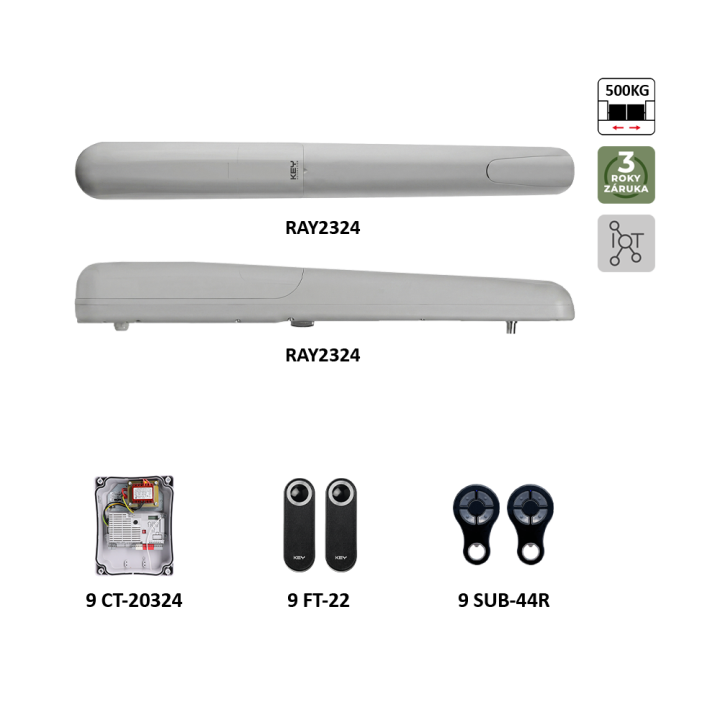 Sestava RAYKIT pro dvoukřídlovou bránu do 3 m/křídlo