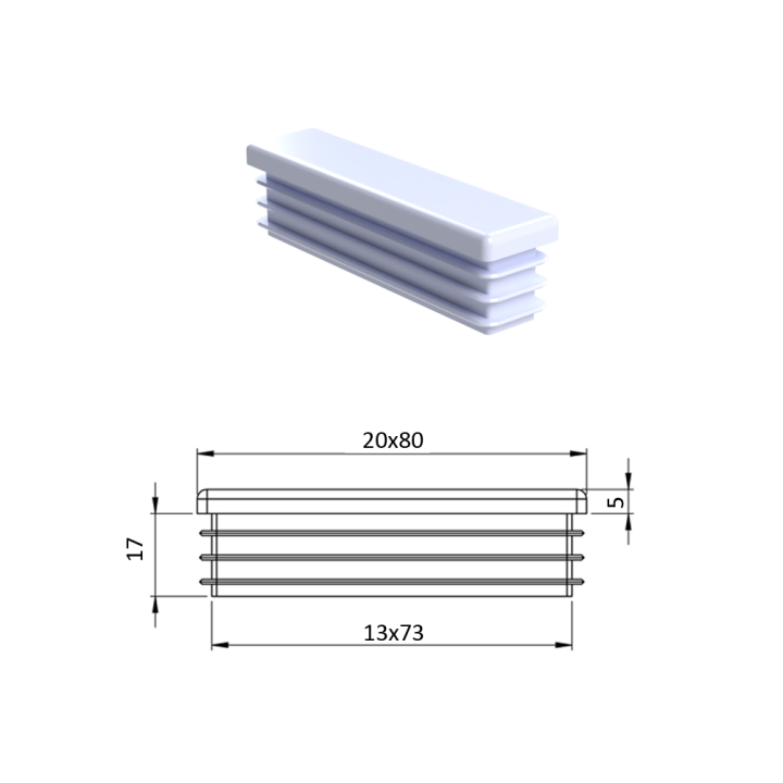 Krytka plastová 20 x 80 mm