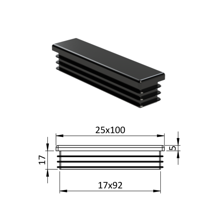 Krytka plastová 25 x 100 mm