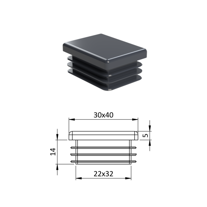 Krytka plastová 30 x 40 mm