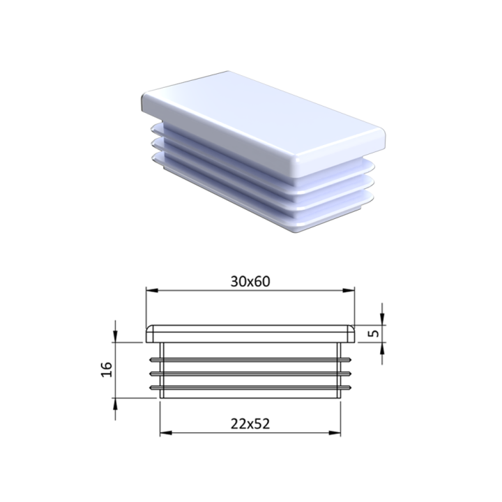 Krytka plastová 30 x 60 mm