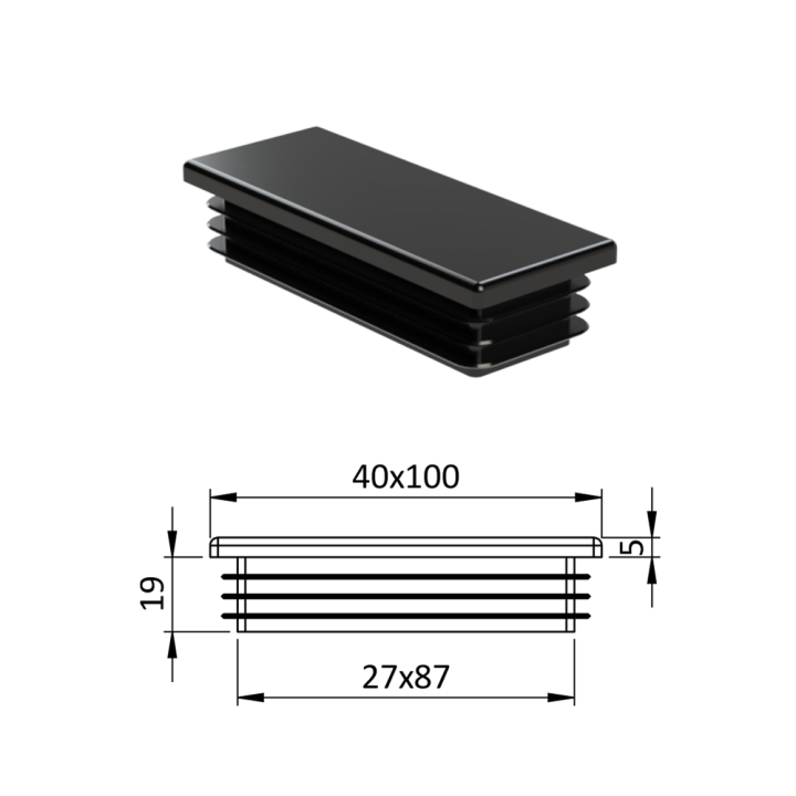 Krytka plastová 40 x 100 mm
