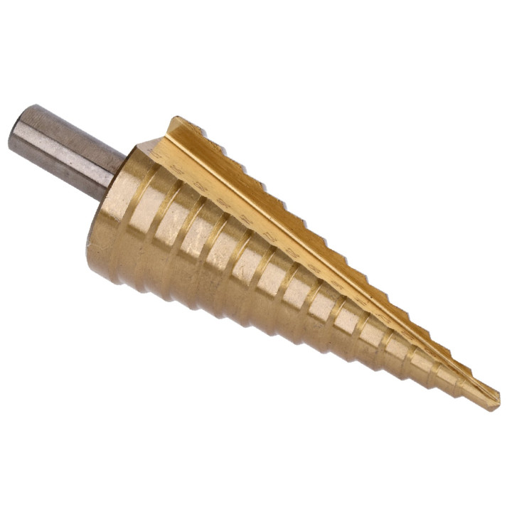 Stupňovitý kuželový vrták HSS 4341 TiN 4-32 mm