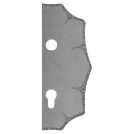 Štít 230 x 93 x 3 mm s otvory, rozteč 90 mm, otvor pro kliku ø 19,5 mm, zdobený, pravý (ZM90/80)