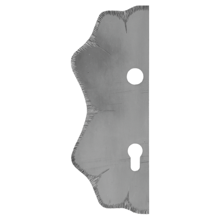 Štít s otvory 250 x 95 x 3 mm, rozteč 90 mm, otvor pro kliku ø 19,5 mm, zdobený, levý