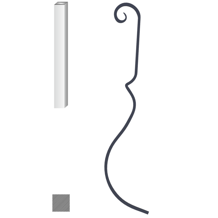 Tyč 12 x 12 mm, 1000 x 220 mm
