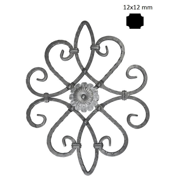 Kovářský ornament H 530 x L 420 mm, oboustranný vzor, 12 x 12 mm